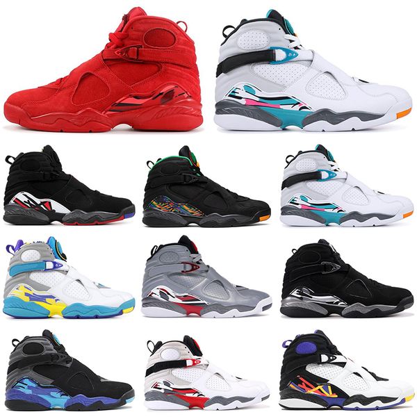 

2019 new 8 8s basketball shoes men valentines day tinker aqua reflections playoff three peat designer mens trainers sports sneakers