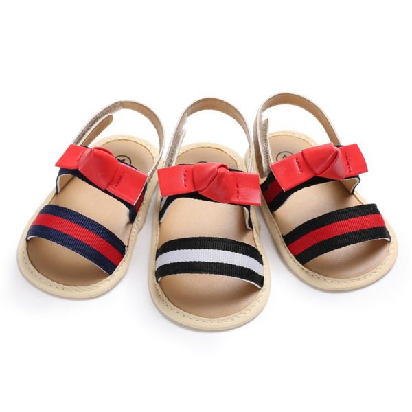 

newborn baby girl soft sole shoes anti-slip sandals prewalkers bowknot design first walkers walking shoe 0-18m, Black;red