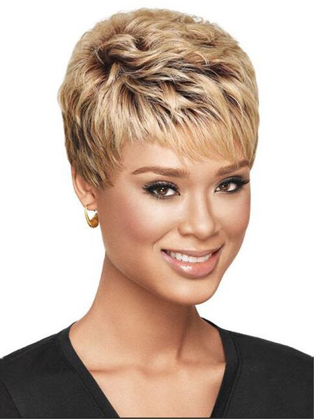 Short Bob Sintetic Wigs para mulheres negras Simulação de cabelo humano peruca perruques de choveux humangues pelucas