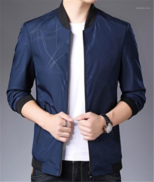 

pockets stand collar long sleeved contrast color jacket mens spring autumn floral jacket mens zipper coats with, Black;brown