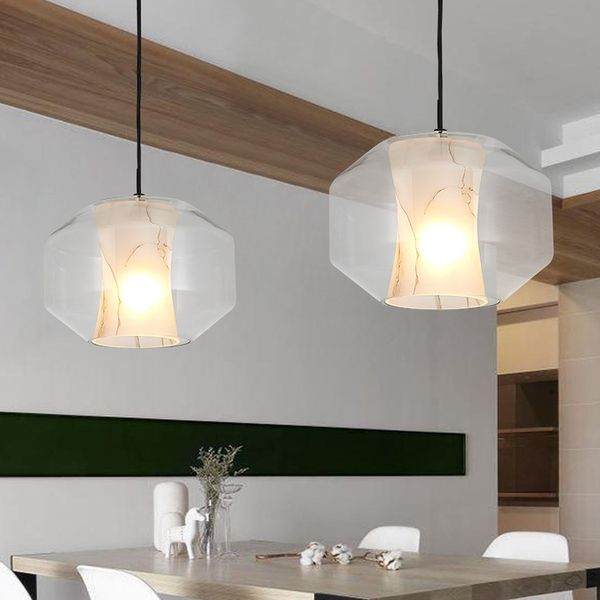 

simple post-modern glass imitation marble pendant light creative bedroom cafe bar restaurant led lights 1/2/3head ing