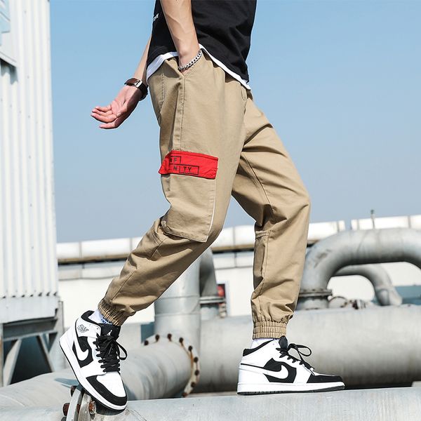 

2020 весной новые мужские случайные брюки молодежи случайных улиц тенденция девять очков брюк высокого качества подлинной хип-хоп комбинезон, Black