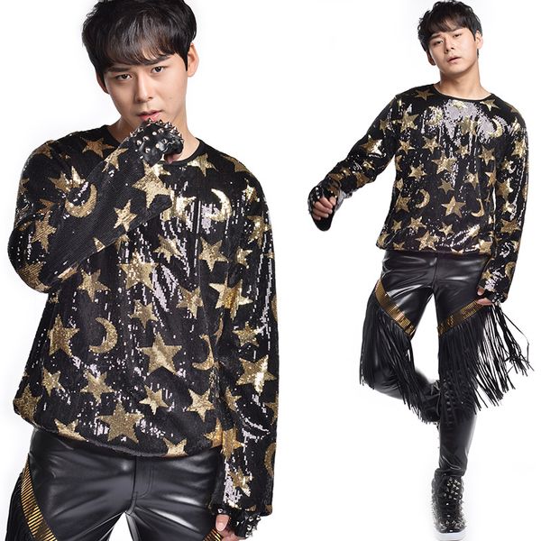 

men stage costume sequin nightclub rave clothes dj ds gogo oriental performance clothing hip hop dancing tassel pants dnv10473, Black;red