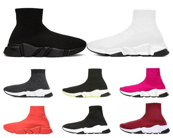 

2020 designer shoes speed trainer platform casual of triple socks red bule white flat fashion mens womens sports sneakers fashion size 36-45, Black