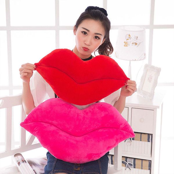 

lip shaped pillow plush+ pp cotton waist throw cushion doll pink red 3 size office home decor sofa bedroom playroom