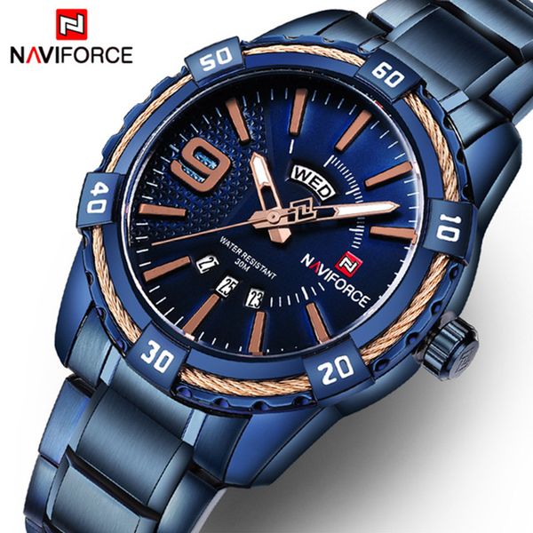 

naviforce fashion casual brand waterproof quartz watch men stainless steel sports watches man clock relogio masculino, Slivery;brown