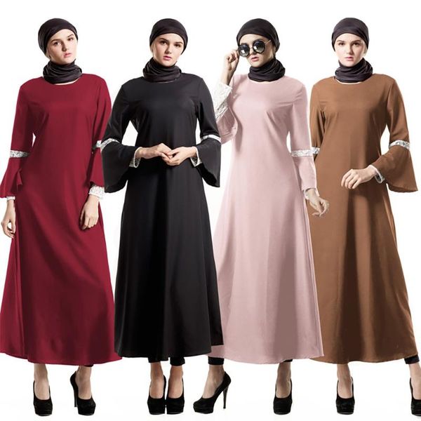 

dubai dress abaya jalabiya islamic women clothing robe fairy preternatural muslim dress elegant lace pastel muslim, Red