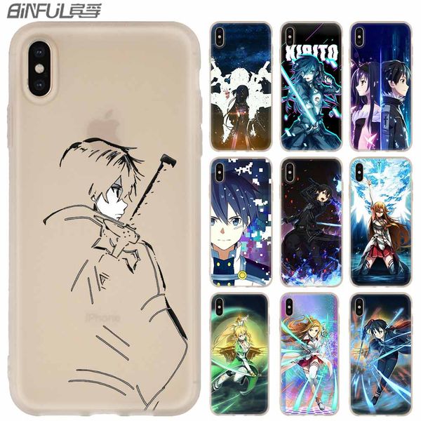 

phone cases luxury silicone soft cover for iphone xi r 2019 x xs max xr 6 6s 7 8 plus 5 4s se coque sword art online sao anime