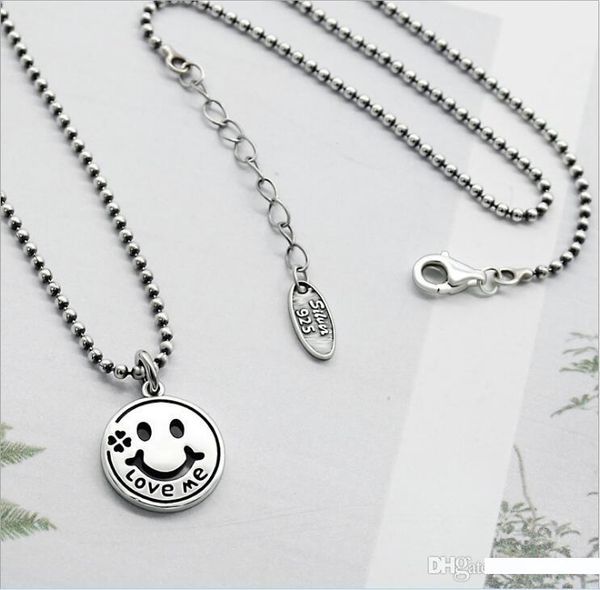 

оригинальные дизайн ретро тайские 925 стерлингового серебра ювелирные изделия ручной работы на заказ бисером цепь наборы smiley face love me, Silver