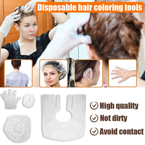 

disposable hair coloring tools four-piece shower cap earmuffs gloves shawl makeup cosmetic accessories