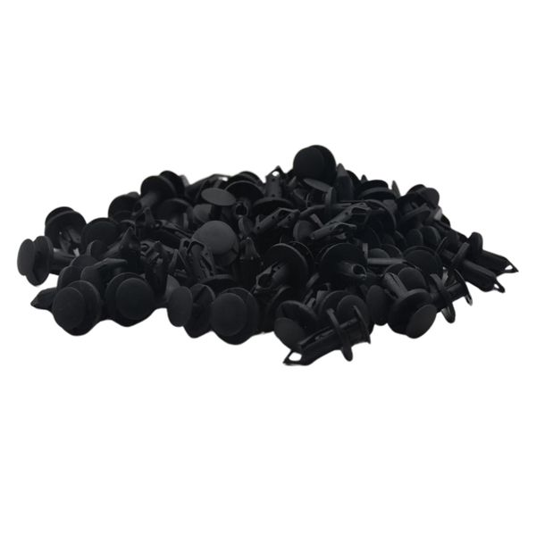 

100 x auto car door 8mm hole push plastic rivets retainer clips black