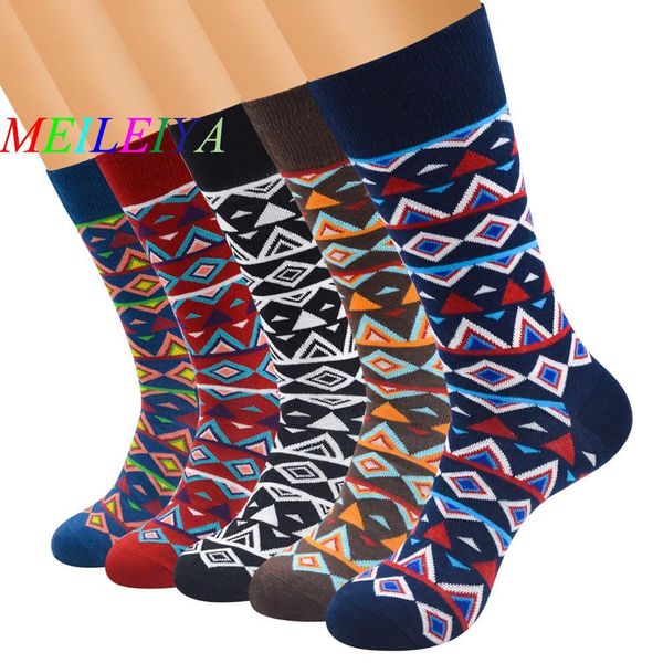 

mei lei ya 1 pairs casual colorful happy socks harajuku style art socks men cotton warm trend, Black