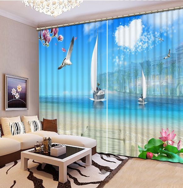 

blackout 3d window curtains современная 3d печать морской шторы шторы красивый пейзаж чистый занавес для домашнего декора