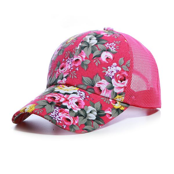 

women's mesh cap flower print sun hat floral trucker baseball caps cotton girls printing adjustable snapback hip hop hats sunhat, Blue;gray
