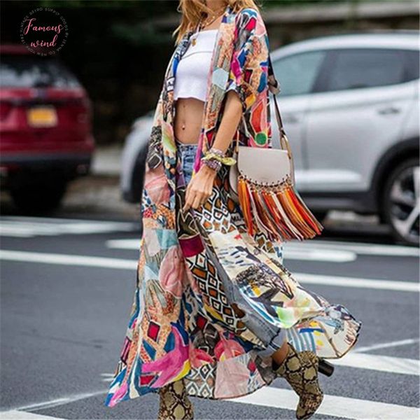 

v шея 2019 bohemian printed половина рукав summer beach wear long кимоно кардиган хлопок туника женщина топы блузка рубашка саронг plage n79, White