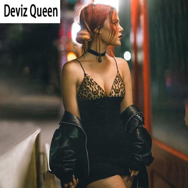 

ретро леопард печать без рукавов лоскутное bodycon платья женщин клуб вечеринки сексуальный с низким вырезом высокой талией мини-платье женщ, Black;gray