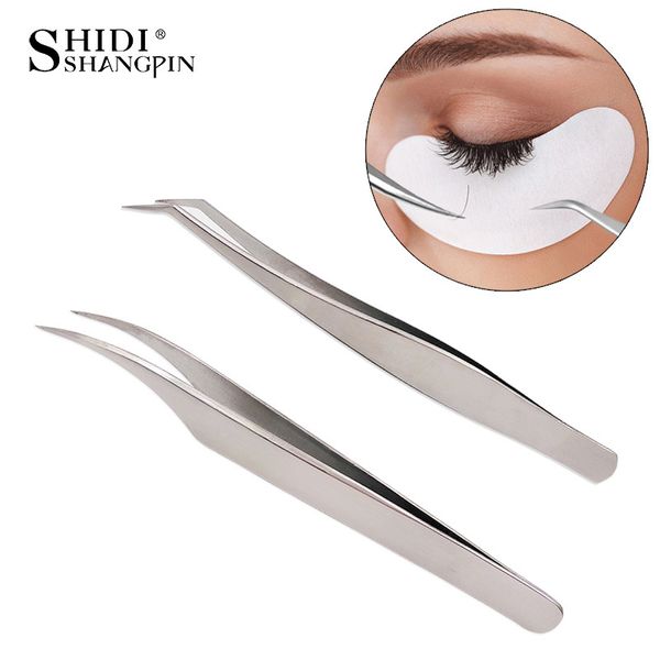 

2018 2 pcs eyelash curler fake eyelashes tweezer stainless steel eye lash grafting clip