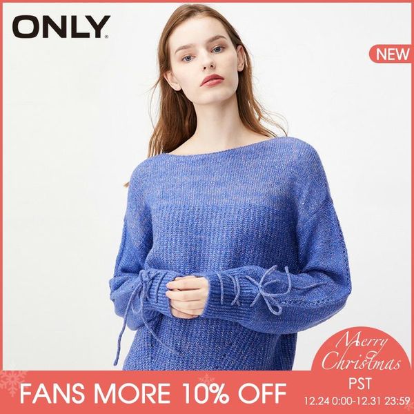 

only color bright silk belt loose fall winter sweater | 119324574, White;black