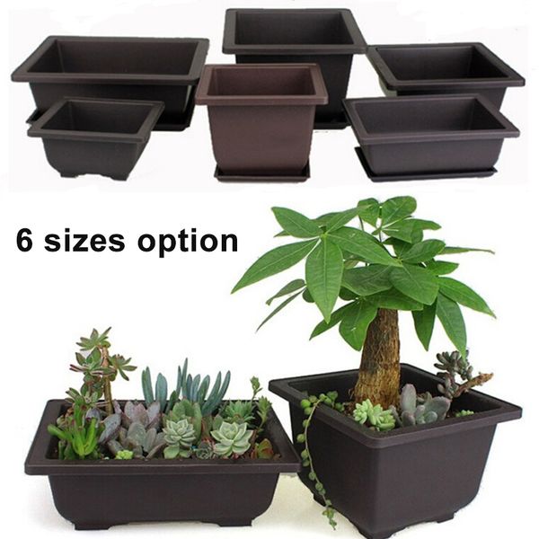 

1pc flower pot imitation purple sand fleshy balcony square plastic pots flower bonsai bowl nursery basin planter with tray