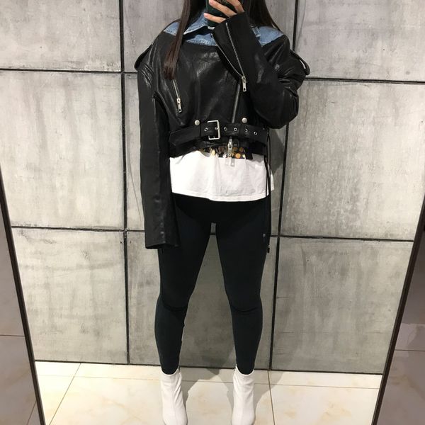 

lady genuine sheep leather jacket women real leather jacket, Black