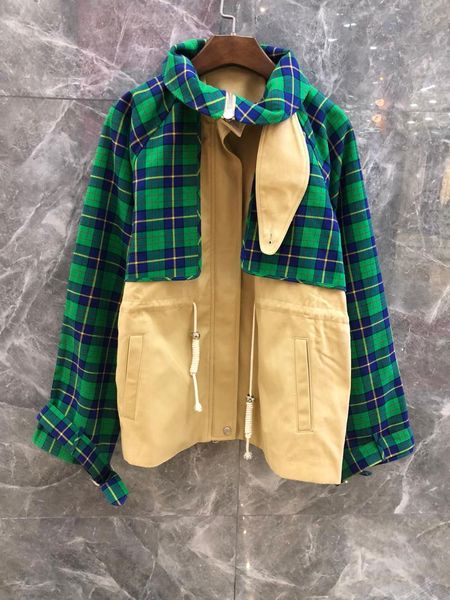 

2019 autumn new women plaid patchwork jacket coat tutu, Black;brown