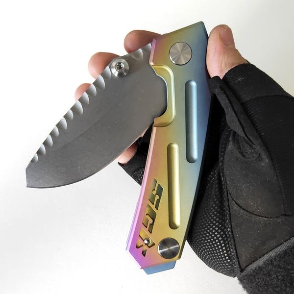 Edição Limitada Rogue Tubarão Facas Personalizadas Sck Faca Dobrável Faca de Alta Qualidade Exterior Equipamento Tático Acampamento Pocket EDC Forte CPM-S35VN Lâmina TC4 Titanium Frame