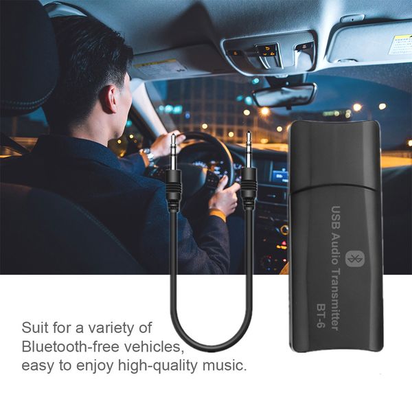 

black bluetooth transmitter receiver car kit stereo audio adapter usb 3.5mm jack aux for tv car fm mp3 music player headphon