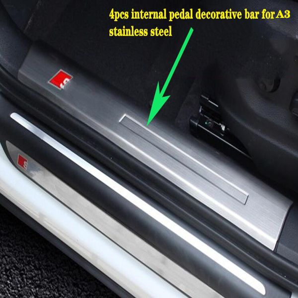 

304#stainless steel 4pcs internal car door sills scuff footplate,guard plate,pedal protection bar for audi a3,a4l,q3,q5,q5l,q7