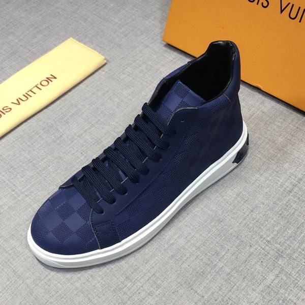 

new style high-end luxury men's casual shoes fashion design brand platform high-men's shoes classic plaid pattern thts, Black