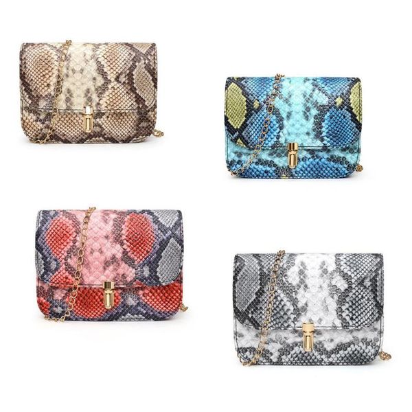 

cross-body bags women chain bags fashion serpentine pattern leather square hasp closure shoulder portable square retro buckle