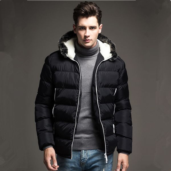 

2017 winter jacket men cotton coat fashion hooded plus size warm park men outerwear parka -3xl 7 colors new style, Tan;black