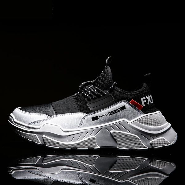 

2020 male lace-up men sneakers man non slip comfortable casual shoes mesh sneakers breathable outdoor walking shoes, Black