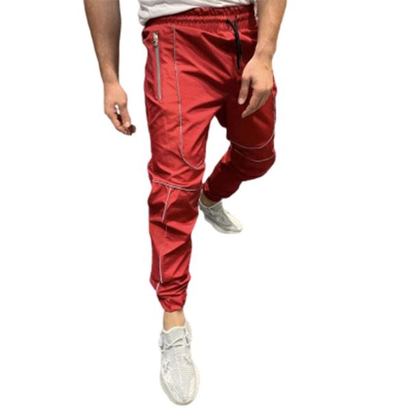 

men's european and american sports pants running training slim leggings tight basketball fitness leisure sports pants, Black