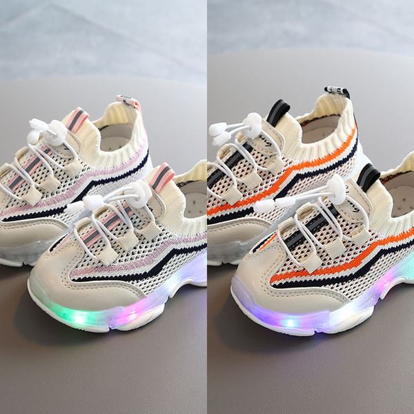 

2020 children's lighting 1-3 sports sports years old baby girl sneakers autumn baby boy's casual shoes toddler shoes tide, Black