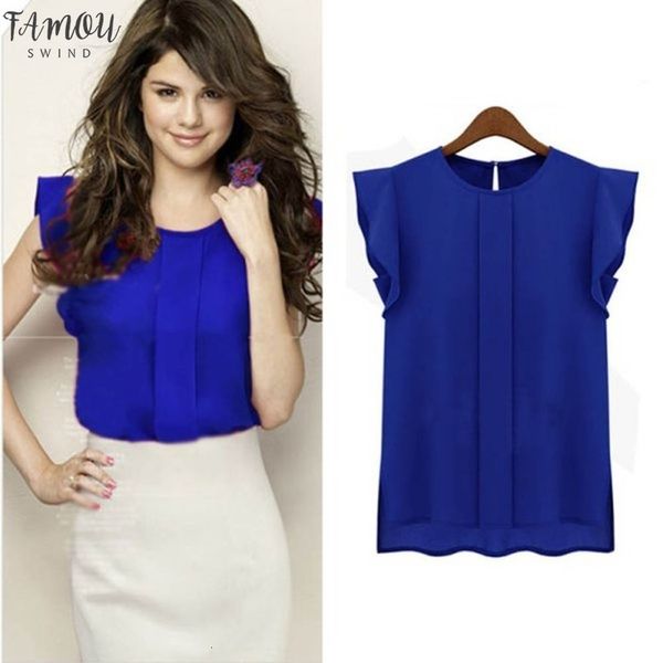 

new women t shirt chiffon clothing summer lady shirt chiffruffle short sleeve ol camiseta t shirt women, White