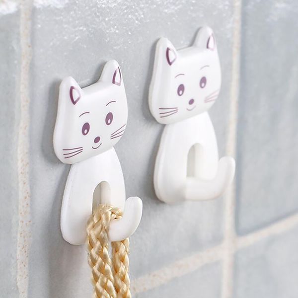 

3pcs cute cartoon cat door hooks kitchen spoon sundries hanger hook bathroon towel hook self adhesive wall decor hooks