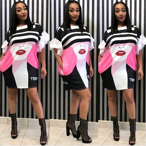 

женские 3d печати платья круглый вырез bodycon дамы сексуальная одежда модный стиль половина рукава партии повседневная одежда, White;black