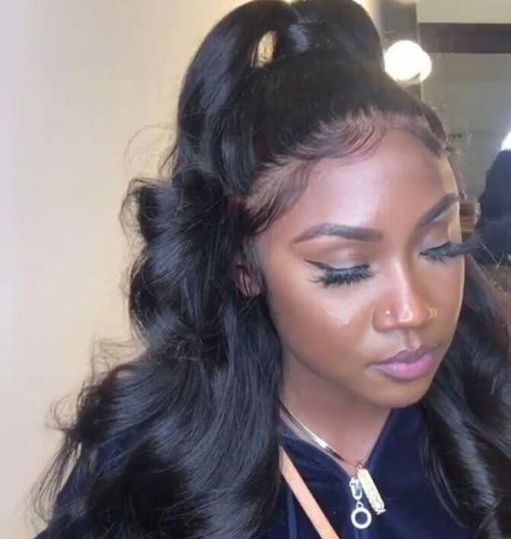 

2022 full lace wigs brazilian straight human hair unprocessed 360 frontal pre plucked with baby, Black;brown