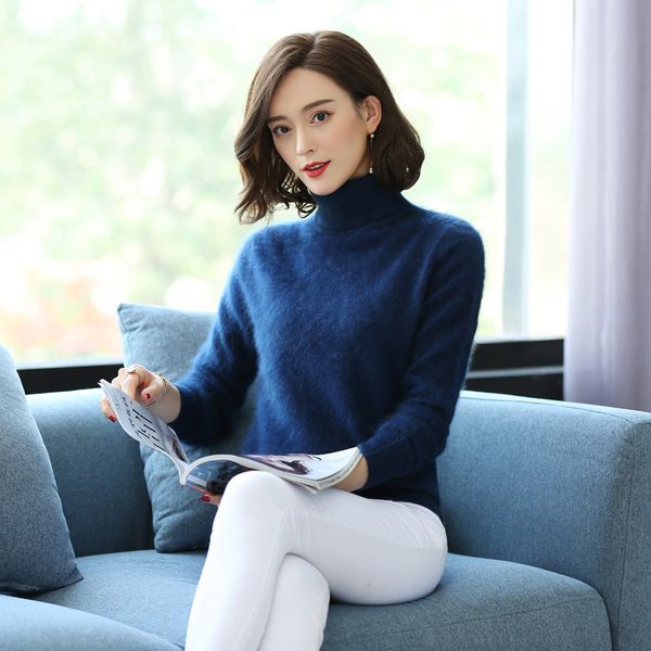 

2019 solid color mink velvet shirt female high collar slim sweater thick pullover sweater large size bottoming tide, White;black