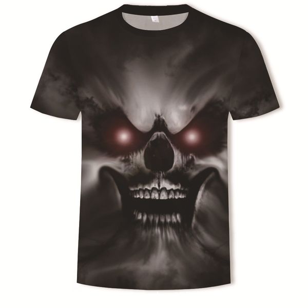 

mens designer skull print 3d men round-neck short-sleeved t-shirt, White;black