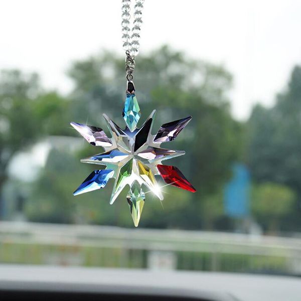 

car pendant crystal large snowflakes ornaments snowflake clear crystal edition car rearview mirror ornament interior accessories