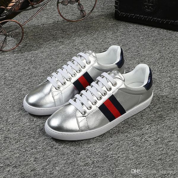 

2018 man designer shoe ace embroidered low-sliver leather sneaker luxury shoe fashion woman casual shoes, Black