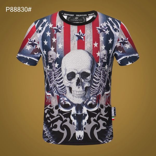 

summer men's designer t-shirt designer casual short-sleeved black luxury brand designer men and women 100% cotton hip-hop t-shirt skull, White
