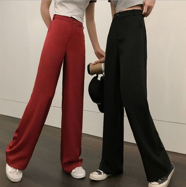 2019 Brand New Women Tall Waist Trousers With High Waist Drop Sense Floor Dragging Trousers And Straight Trousers For Spring And Summer From