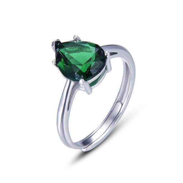 

simple and elegant green water drop zircon 925 sterling silver finger rings for women gift for friends engagement jewelry