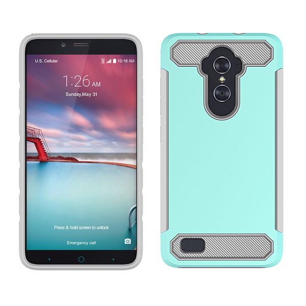 

carbon fiber dual layer hybrid case for zte sequoia blade zmax pro 2 z982 imperial max xl n9560 z963u protective shockproof cover