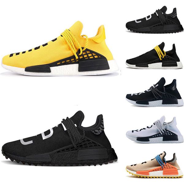 

designer human race hu trail pharrell williams running shoes nerd black cream holi trainers mens women sports runner sneaker size 36-47