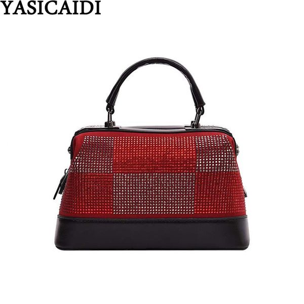 

yasicaidi doctor tote bag boston leather handle ladies hand bags rivet decor pu crossbody bags for women sac a main femme