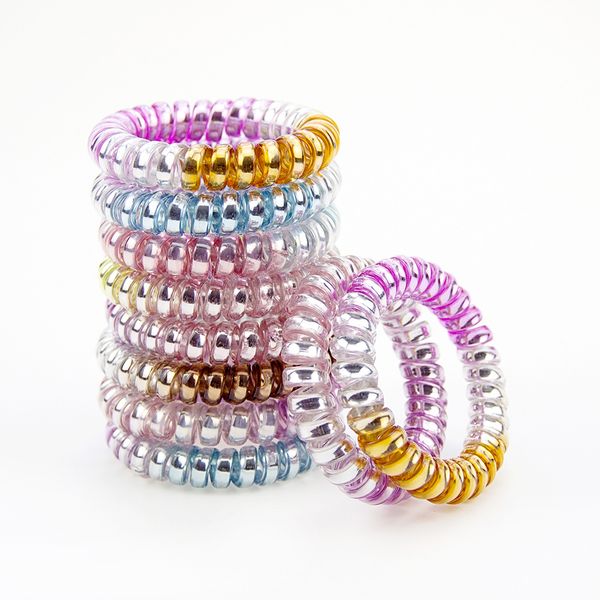 Dyed Telephone Wire Cord Gum Hair Tie Girls Elastic Hair Ring Rope