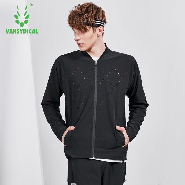 

vansydical autumn winter men's sports running jackets long sleeve windproof zipper outdoor fitness workout jogging coat, Black;red